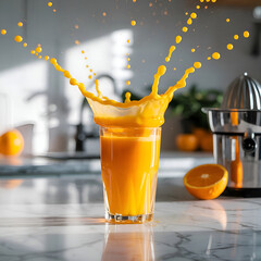 Orange juice with ice in the summer
