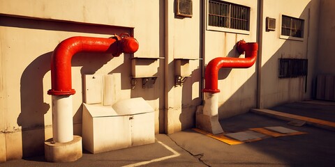 Urban piping infrastructure industrial street view