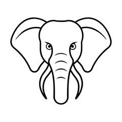 Majestic african elephant head with prominent tusks illustrated on a clean white background for design projects