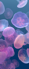 jellyfish in blue water, jellyfish in the water