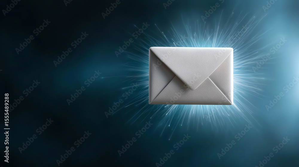 Aufkleber A glowing envelope symbolizes communication and digital messaging in modern technology. Ideal for concepts of connection and information.