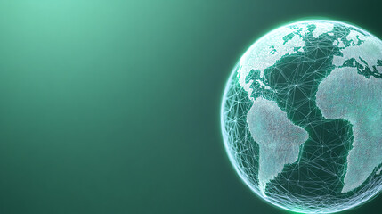 A digital representation of the globe showcasing interconnected networks, symbolizing global connectivity and technological advancement.