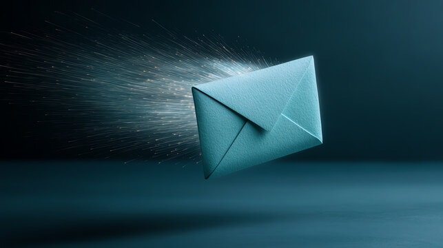 A dynamic blue envelope symbolizing fast communication and connection, representing the essence of digital correspondence. - Powered by Adobe