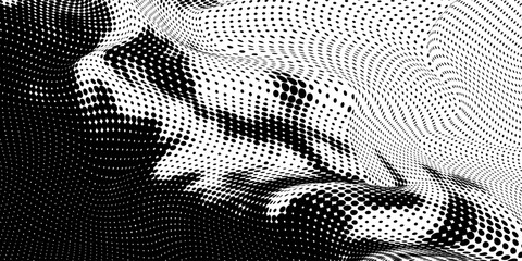 Monochrome abstract background. Black and white pattern. Halftone texture.