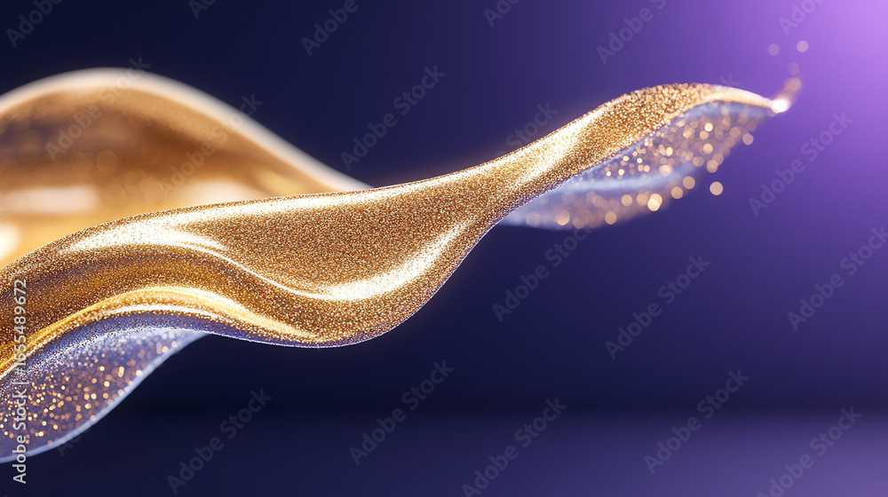 Aufkleber A stunning abstract image featuring flowing golden waves, creating a sense of elegance and luxury with a touch of sparkle.