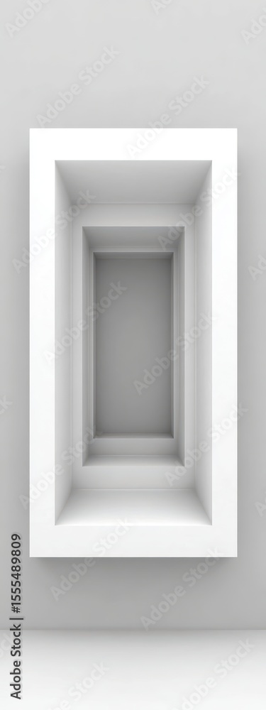 Poster abstract minimalist white rectangular shapes receding perspective light gray background