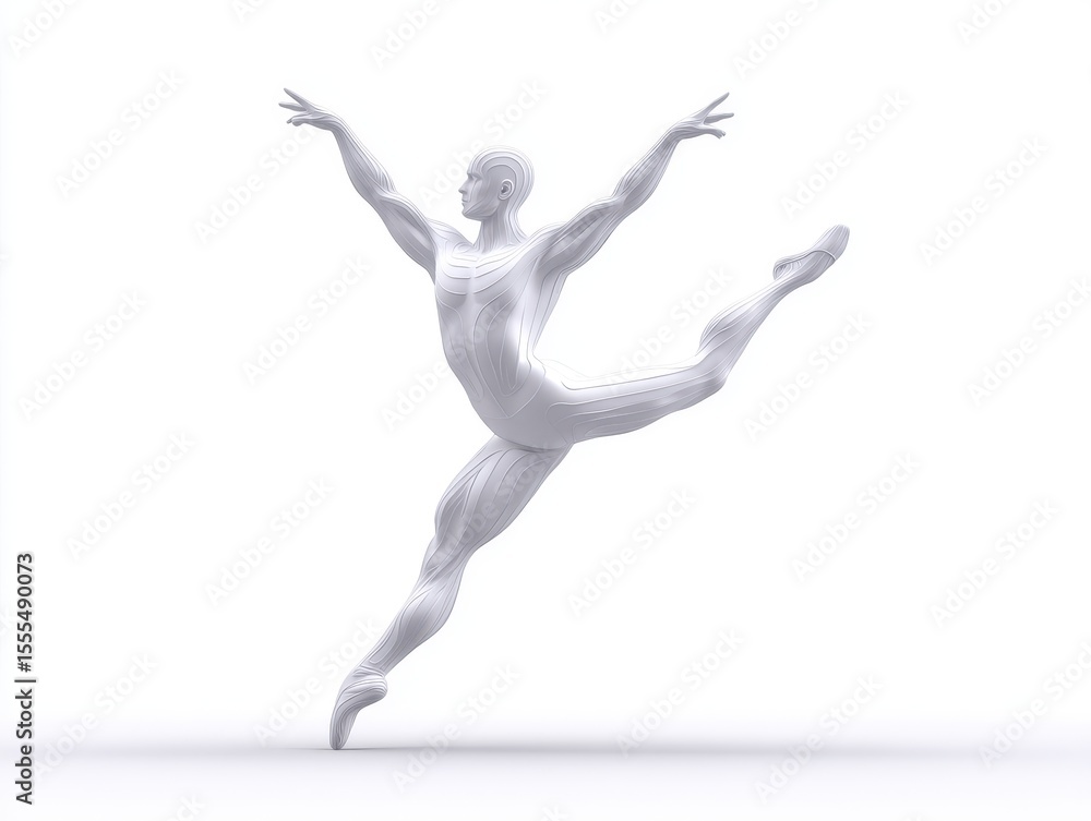 Aufkleber abstract white pointillist dancer in dynamic leap