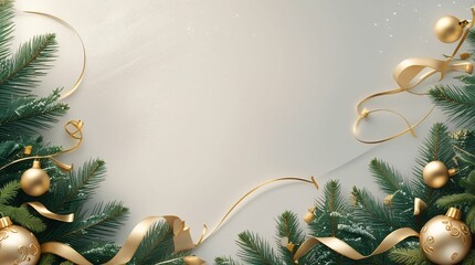 Elegant new year banner with fir branches and golden