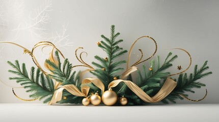Elegant new year banner with fir branches and golden