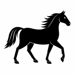 Obraz premium Elegant black silhouette of a horse in motion on a white background