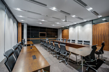Modern conference room with chairs and tables