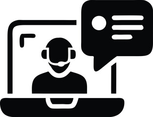 Customer support agent on a laptop icon
