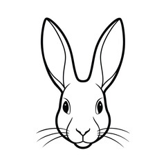 Charming illustration of a rabbit s head with prominent long ears presented cleanly on a white background