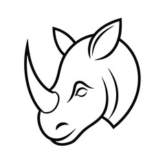Majestic rhino head with prominent horn striking african wildlife illustration on a clean white background