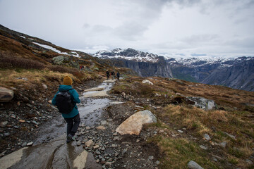 Hiking in the mountains surrounded by the plateau scenery