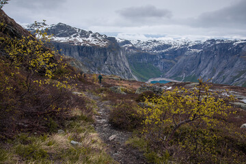 Hiking in the mountains surrounded by the plateau scenery