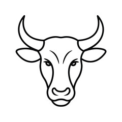 Majestic bull head with prominent large horns depicted in a graphic illustration on a clean white background