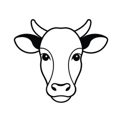 Charming cow head illustration with a gentle friendly expression perfect for banners and advertisements on a clean white background