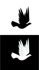 silhouette a dove back fly design