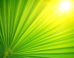 Obraz premium Vibrant green palm leaf in sunlight
