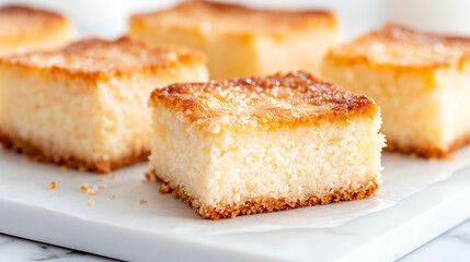 Deliciously soft and fluffy vanilla cake squares, perfect for desserts, gatherings, and celebrations with sweet flavors.