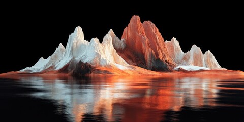 Digital Mountains Reflecting in Still Water