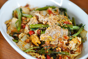 stir fried vegetable in oyster sauce or vegetable salad or sukiyaki