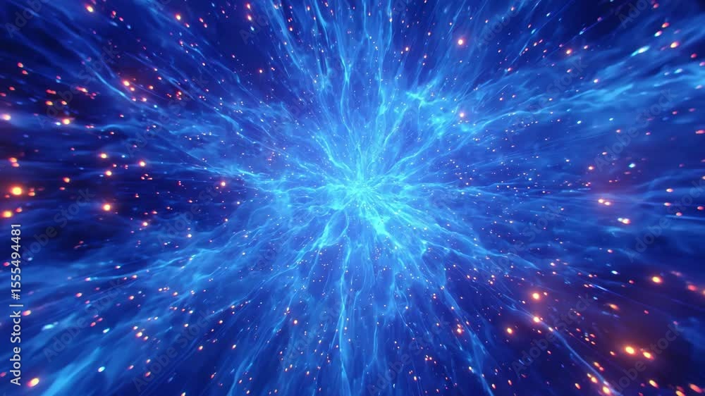 Poster blue energy burst glowing particles light creating dynamic cosmic particle light effects