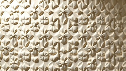 Geometric 3D wall panel design, repeating floral pattern