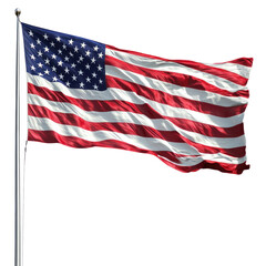 Fototapeta premium The American flag, featuring 50 stars and 13 stripes, waving in the wind against a clear sky.