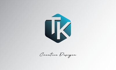 TK Creative Polygon Logo – Modern Negative Space Lettermark with Geometric Hexagon Shape for Futuristic Branding, Corporate Identity & Tech Design

