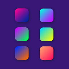 Colorful Gradient Icon and Button Set