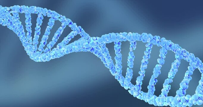 DNA Helix Animation, Futuristic Blue Molecular Structure. Repeatable footage by 3d rendering. 