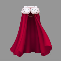 Royal Red Cape with Ermine Fur Collar