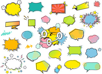 アメコミ風の吹き出しセット ( フレーム　見出し　背景　タイトル　アメコミ　コミック　ふきだし　フキダシ　セール )
