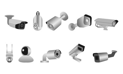 Set of cctv camera design vector