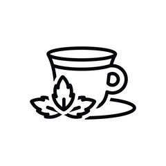 Black line icon for tea cup mint