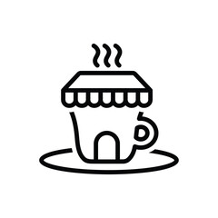 Black line icon for tea shop