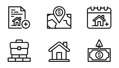 Real Estate and Construction Line Icons Set vector