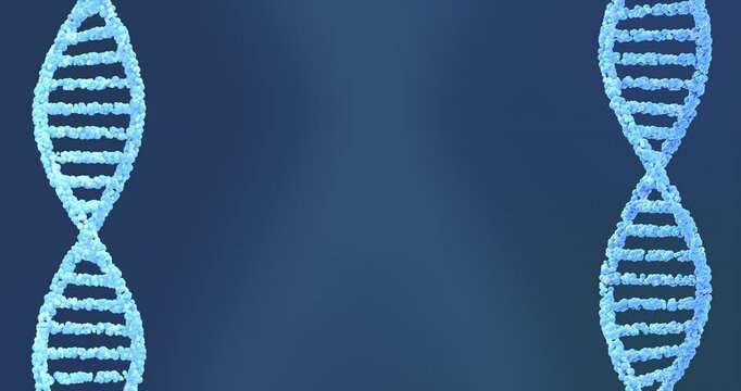 DNA Helix Animation, Futuristic Blue Molecular Structure. Repeatable footage by 3d rendering. 