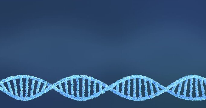 DNA Helix Animation, Futuristic Blue Molecular Structure. Repeatable footage by 3d rendering.  Lower third.