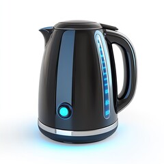 Modern black electric kettle on white background.  Use Product image
