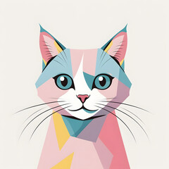 Fototapeta premium Geometric Cat Face with Colorful Polygonal Pattern
