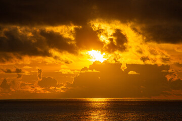 奄美大島夏の夕景の海。