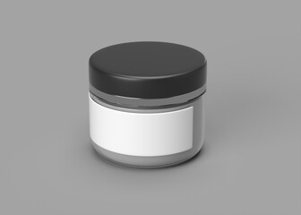 Blank Glass Jar with Black Lid and White Label - Mockup for Skincare, Cosmetics, or Food Products