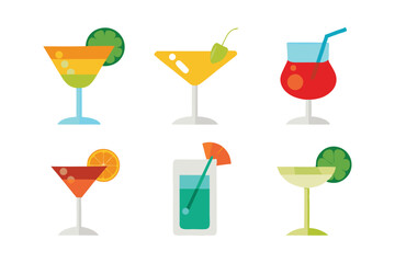 set of cocktails drink vector illustration on white background