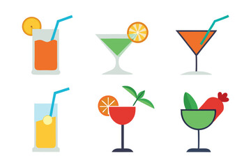 set of cocktails icon isolated on white background