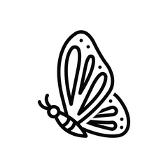 Black line icon for butterfly