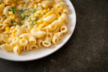 macaroni creamy corn cheese on plate