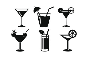 set of drinks icon isolated on white background